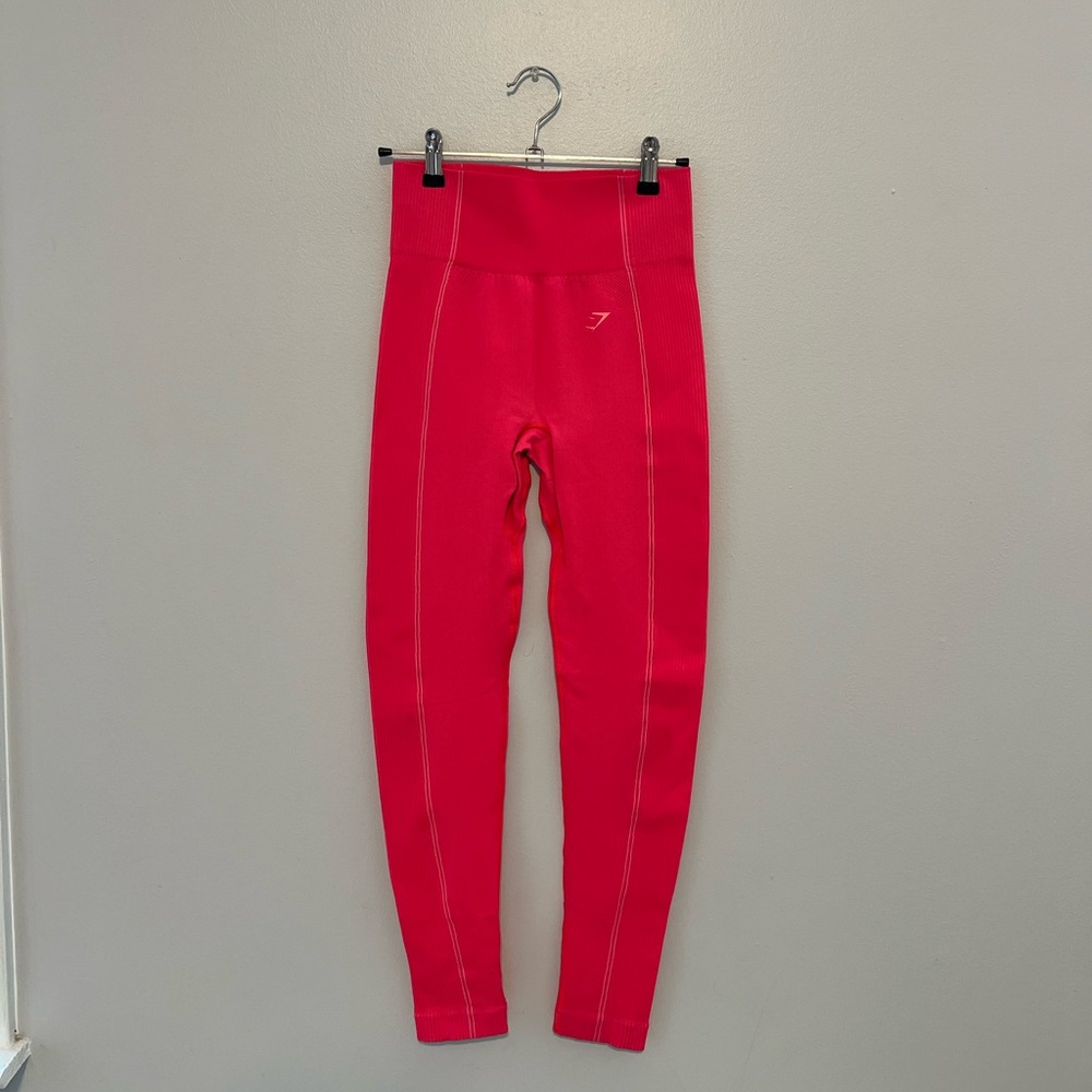 Neon Coral Gymshark Leggings Size Medium